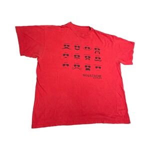 Mustache Styles Red Men's Tshirt Size XL Barber Tee